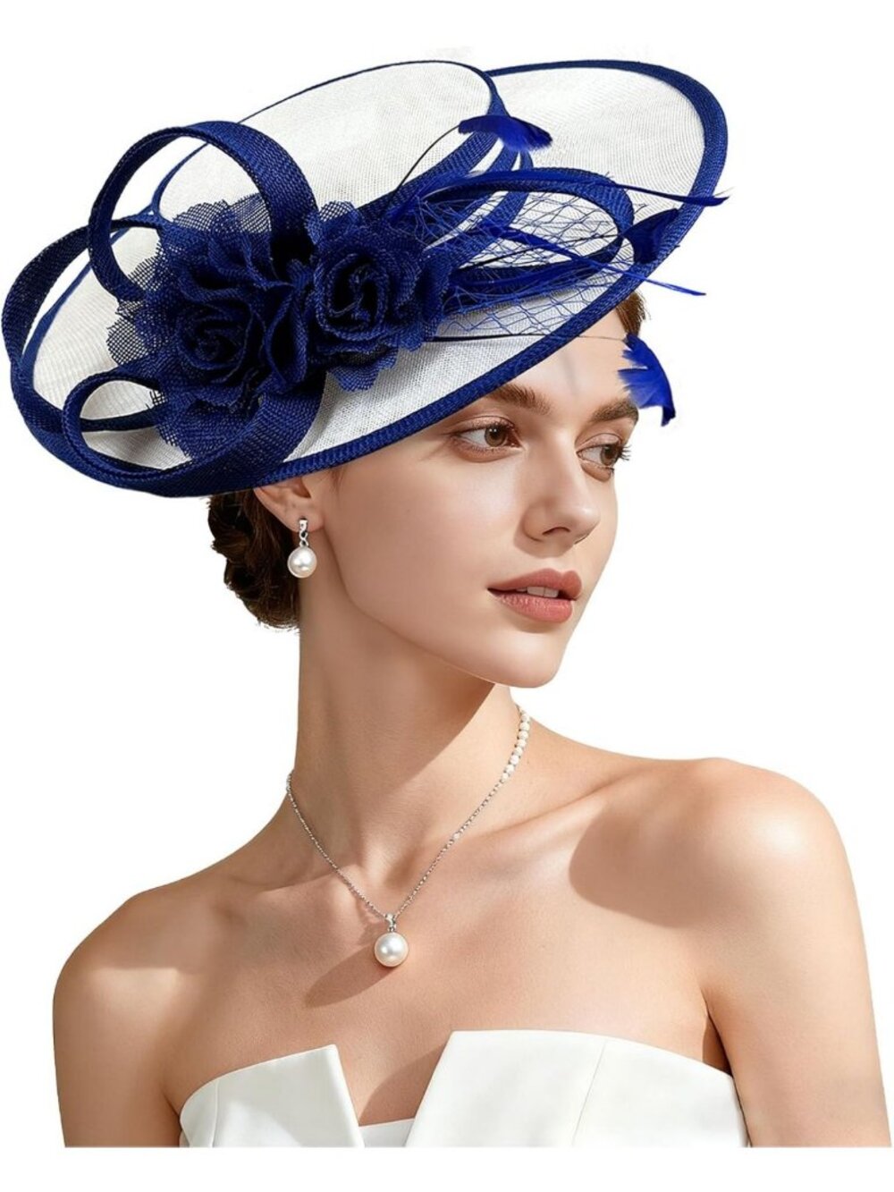 Elegant Vintage Tea Party Fascinator Hat - Flat Top Church & Derby Headwear